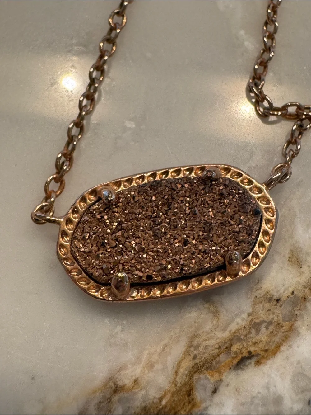 Kendra Scott Rose Gold Eliza Druzy Pendant Necklace